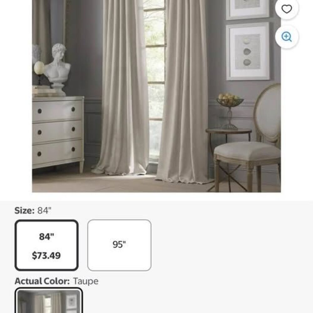 Valeron Estate Cotton Linen 84-Inch Window Curtain Panels (2 pieces) in Taupe